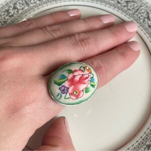 Floral Clay Polymer Statement Ring
